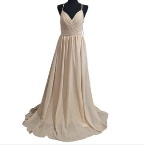 NWT Witness of Love Cream Chiffon Formal Wedding Special Event Maxi Dress Size 4